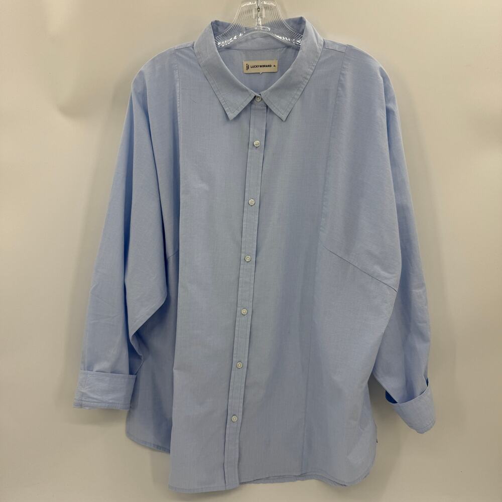 LUCKY BRAND Boyfriend Button Up Shirt Size XL Oversized Relaxed Layering Blue